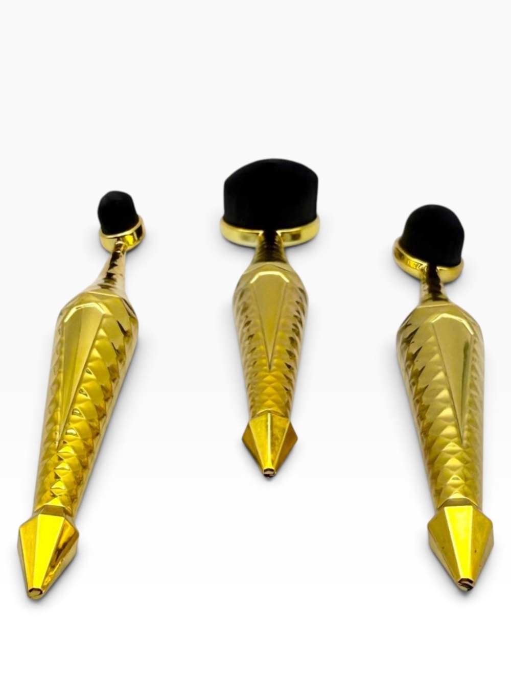 Jessica Simpson Beauty Fiend Gold Makeup Brushes Set Of 3 - NIP